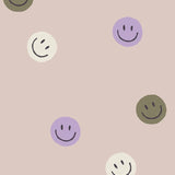 Smiley behang voor de kinderkamer van Annet Weelink beige smiley wallpaper kidsroom beige
