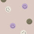 Smiley behang voor de kinderkamer van Annet Weelink beige smiley wallpaper kidsroom beige