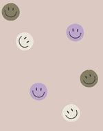 Smiley behang voor de kinderkamer van Annet Weelink beige smiley wallpaper kidsroom beige