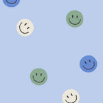 Annet Weelink smiley behang voor de kinderkamer blauw smiley wallpaper kidsroom blue