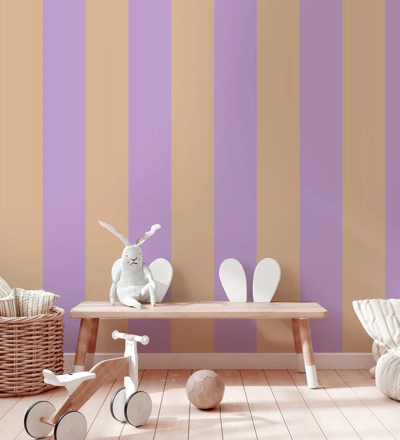 Annet Weelink Wallpaper Adeline Stripe - Beige/Lila