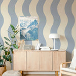 Annet Weelink Sway Stripe waves behang voor de kinderkamer lichtblauw jongenskamer meisjeskamer netutrale kinderkamer