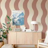 Annet Weelink Sway Stripe waves behang voor de kinderkamer terra roze meisjeskamer 