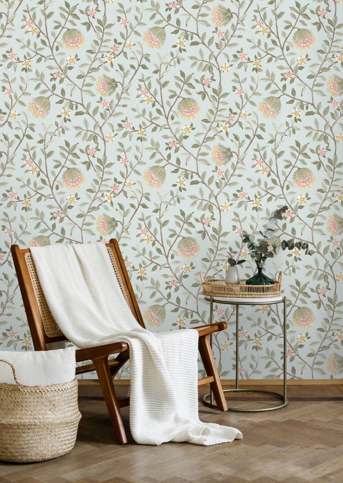 Dutch wallcoverings bloemen behang voor de kinderkamer lichtblauw botanique tree branch b199-24