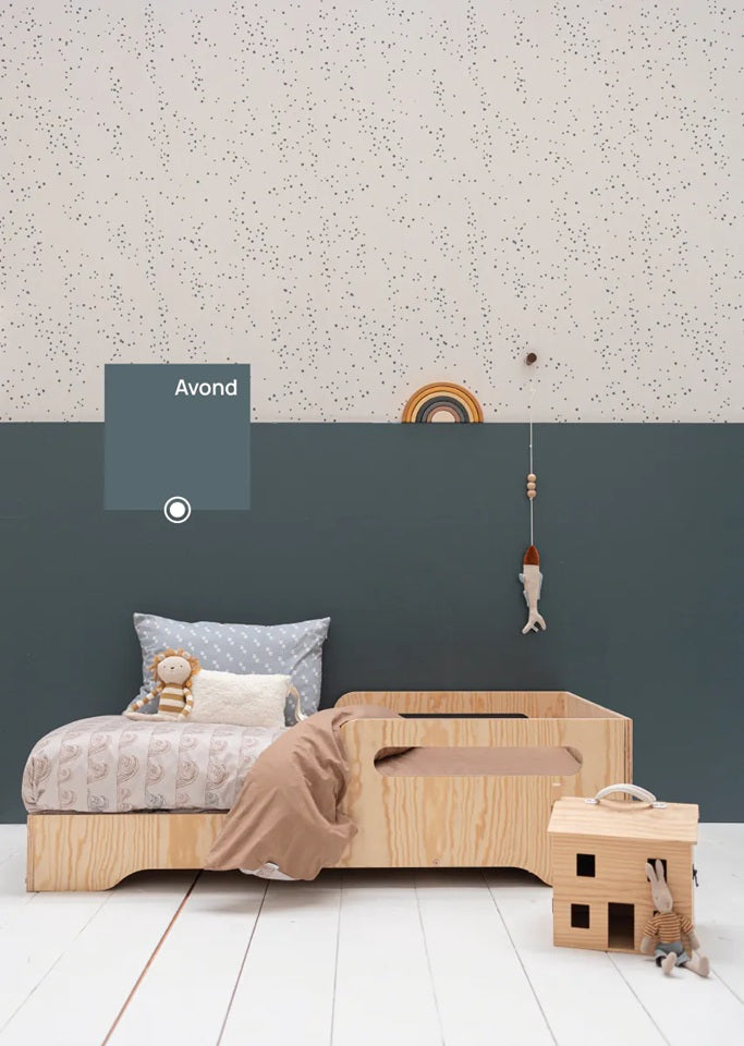 bibelotte verf voor de kinderkamer donkerblauw avond