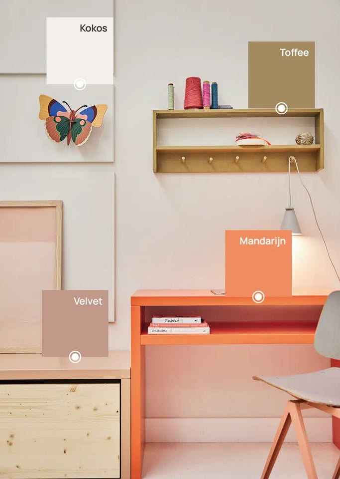 bibelotte verf voor de kinderkamer mandarijn oranje