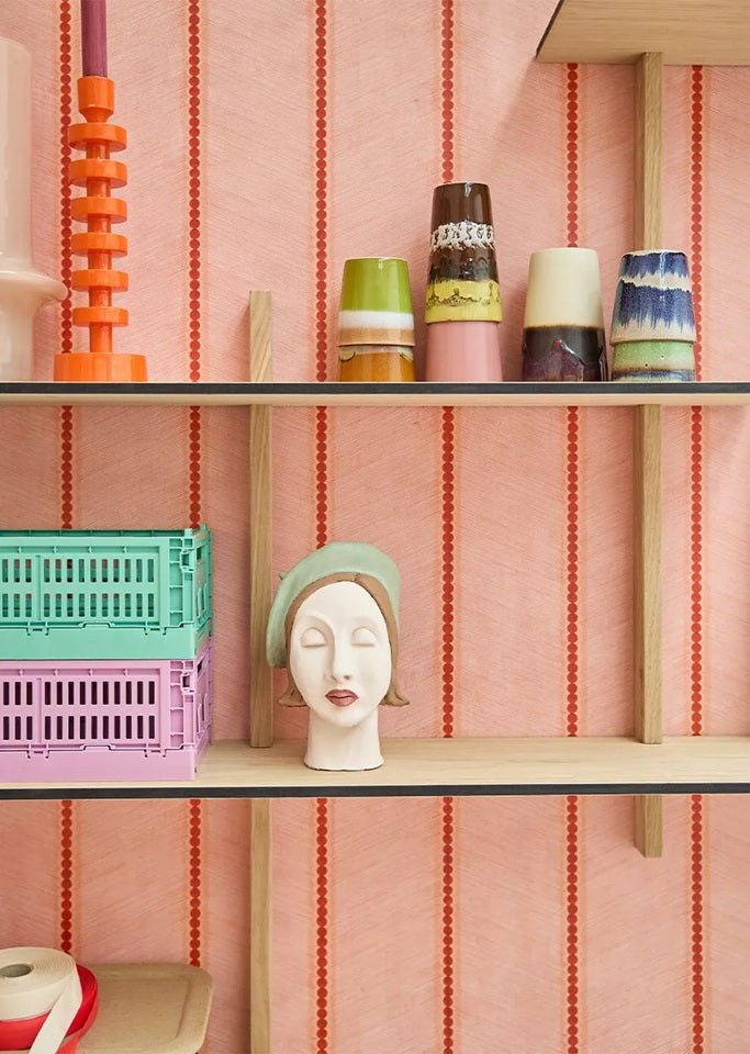 Bibelotte behang voor de kinderkamer Chevron strepen sienna rood bruin