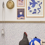 Bibelotte behang voor de kinderkamer terrazzo kobalt blauw