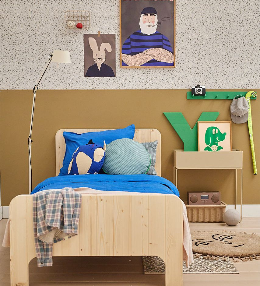 Bibelotte behang voor de kinderkamer terrazzo olijf