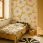 Bloemen fotobehang kinderkamer meisjeskamer Bloom! Papr Walls warm geel