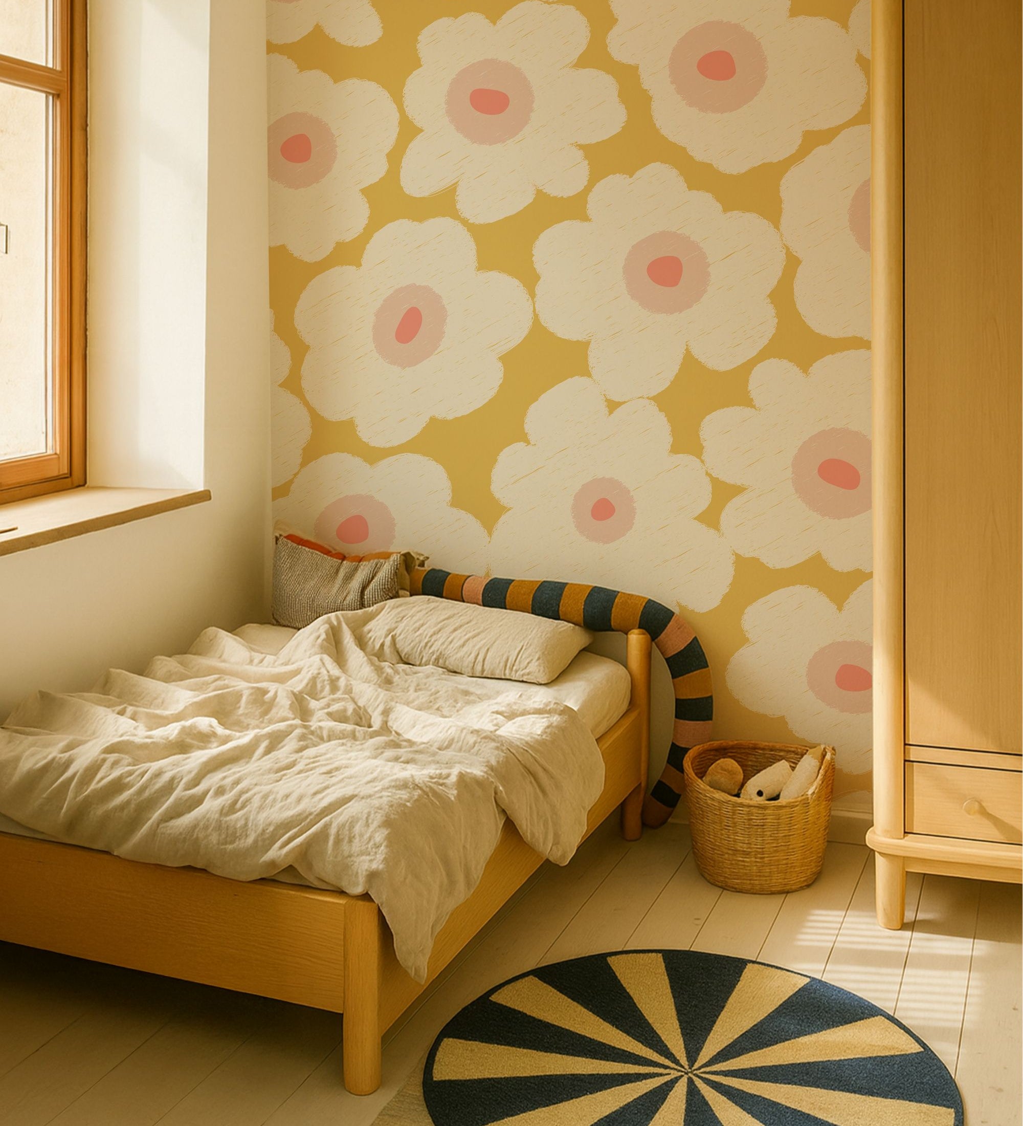 Bloemen fotobehang kinderkamer meisjeskamer Bloom! Papr Walls warm geel