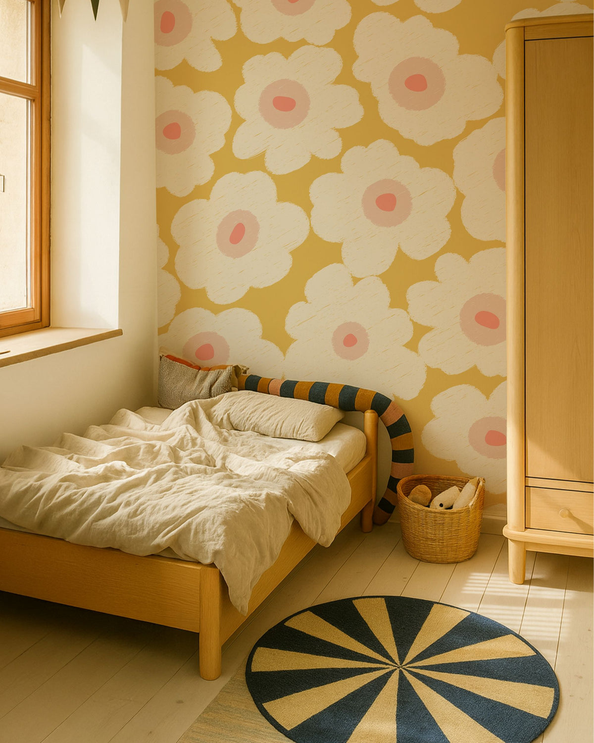 Bloemen fotobehang kinderkamer meisjeskamer Bloom! Papr Walls warm geel