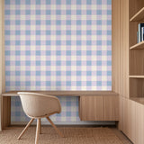 Blokken behang kinderkamer meisjeskamer tienerkamer lila lichtblauw 