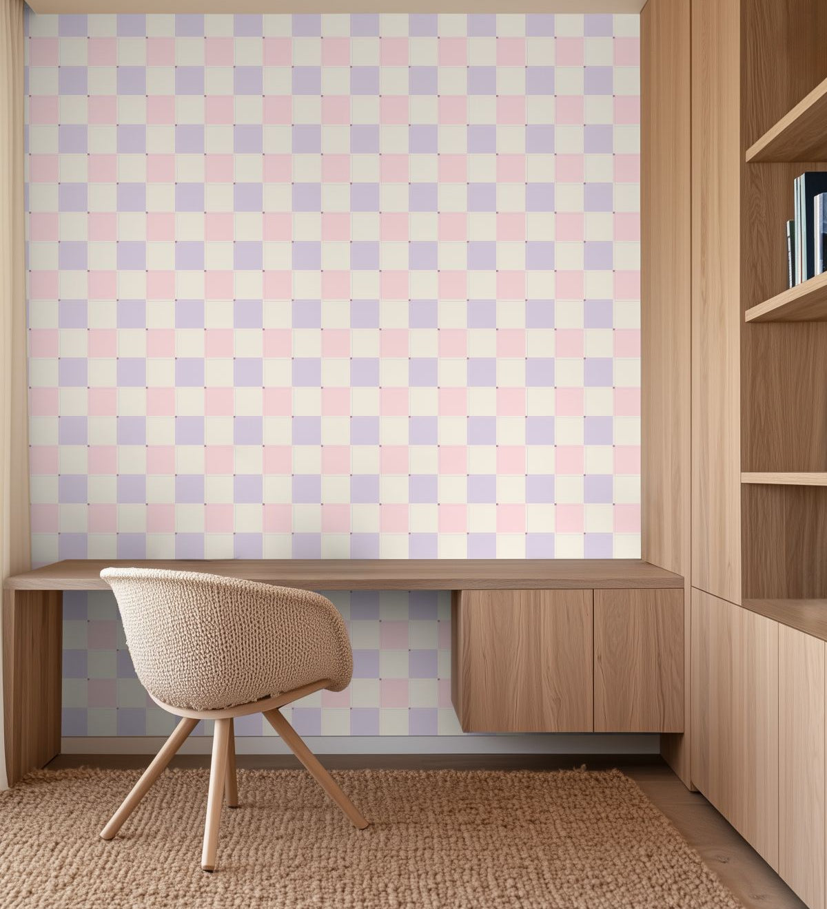 Blokken behang kinderkamer meisjeskamer tienerkamer lila roze