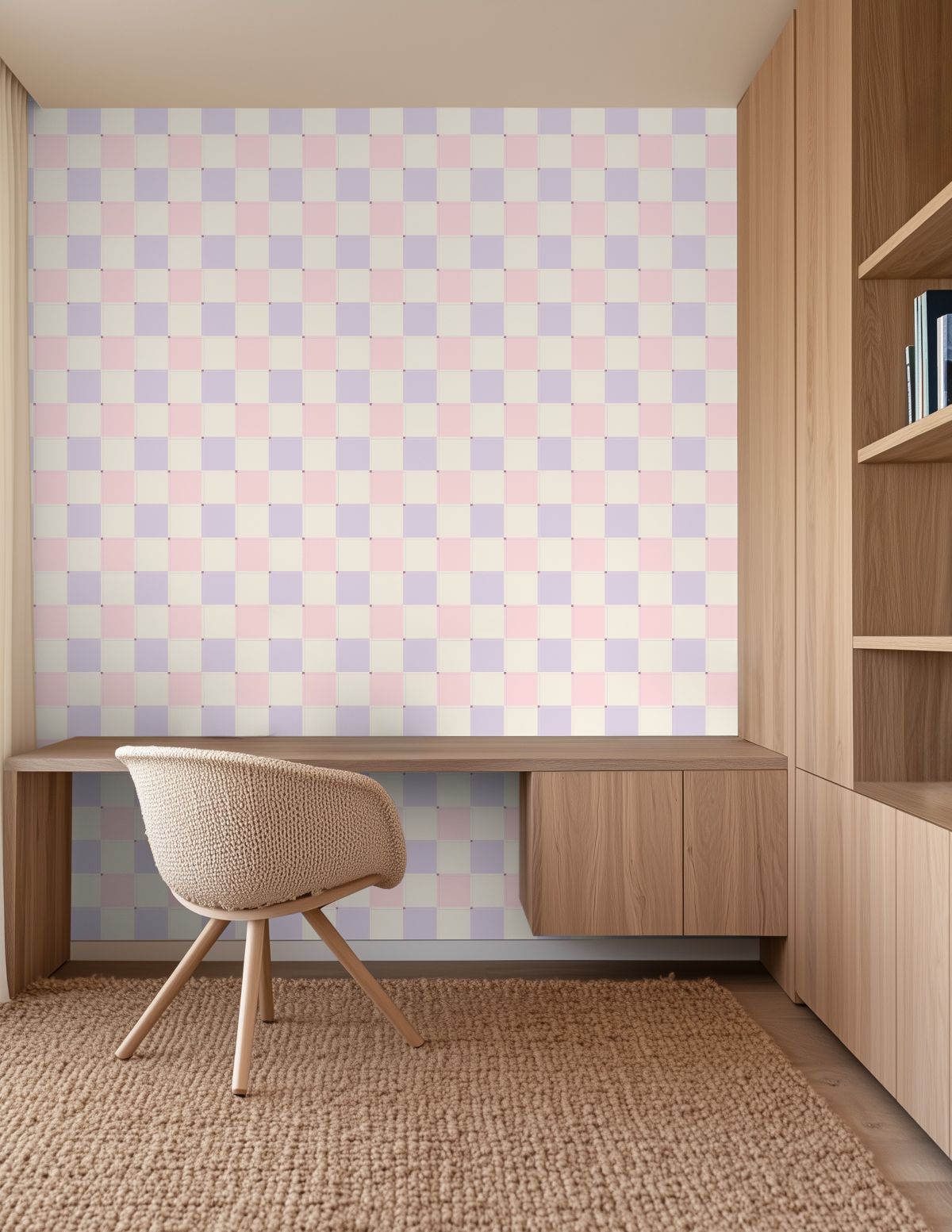 Blokken behang kinderkamer meisjeskamer tienerkamer lila roze