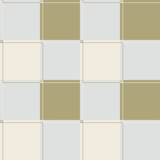 Papr Walls Blokken Behang On the Grid - Groen/Creme
