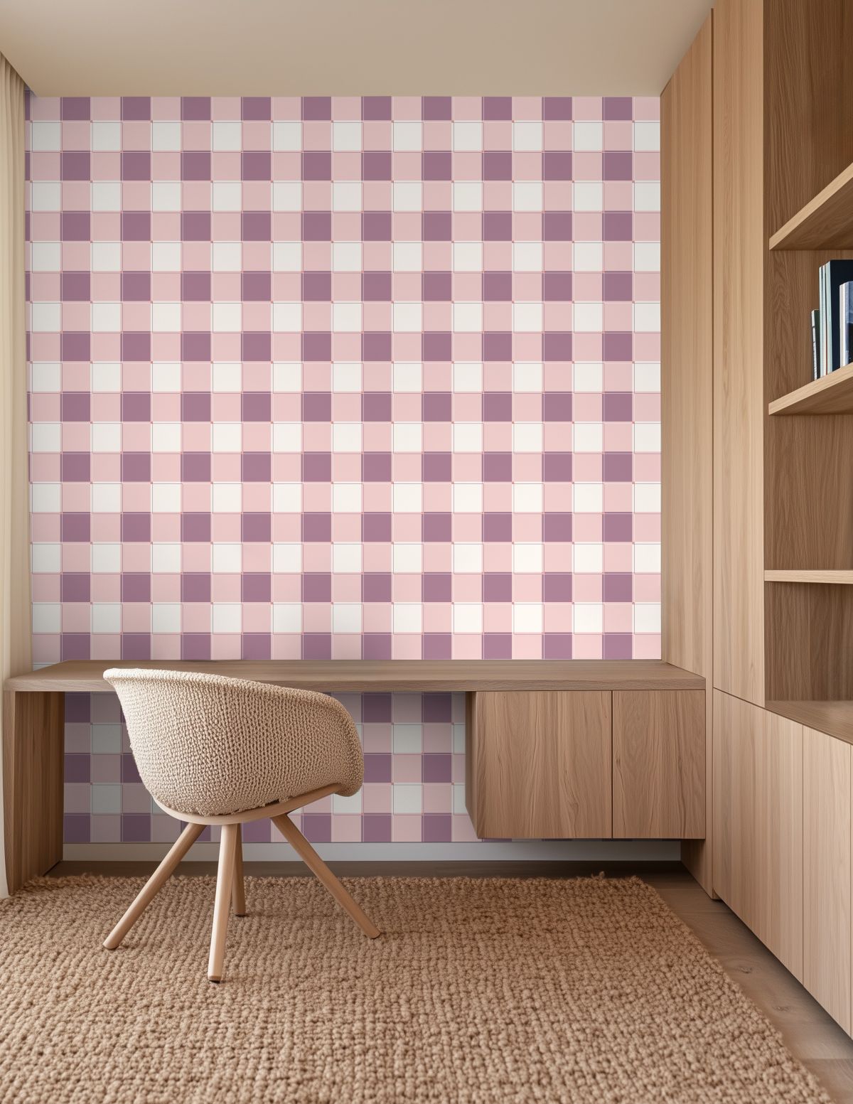 Blokken behang kinderkamer meisjeskamer tienerkamer roze mauve
