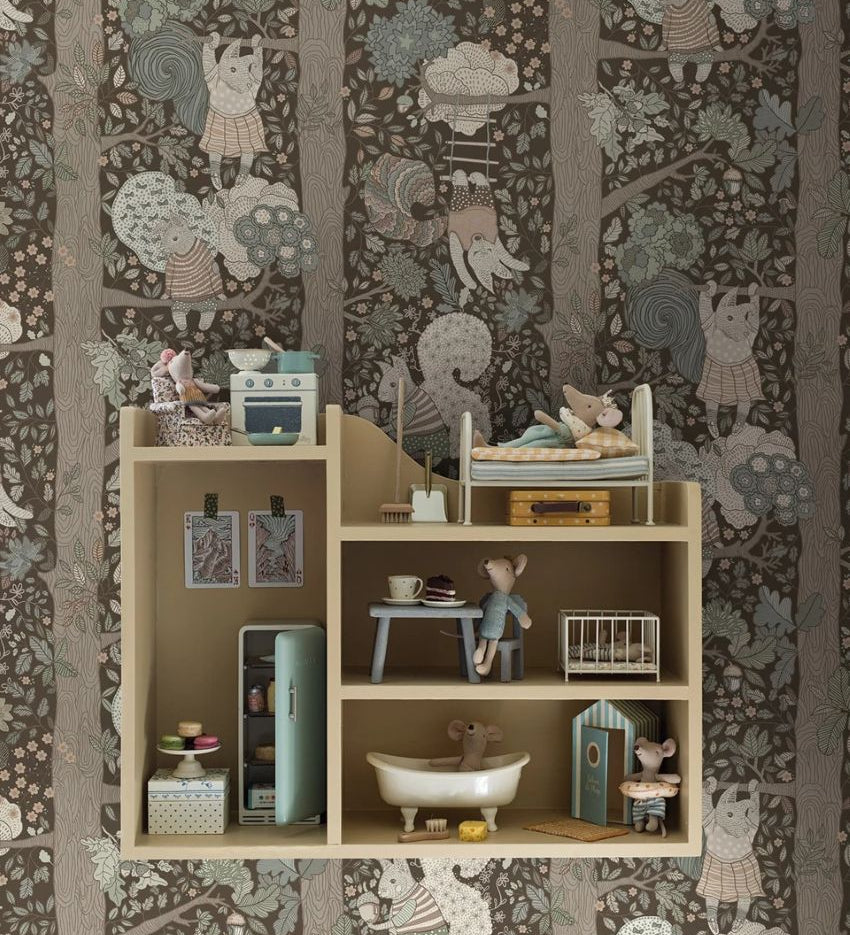 Borastapeter behang voor de kinderkamer Charlie bruin 6290