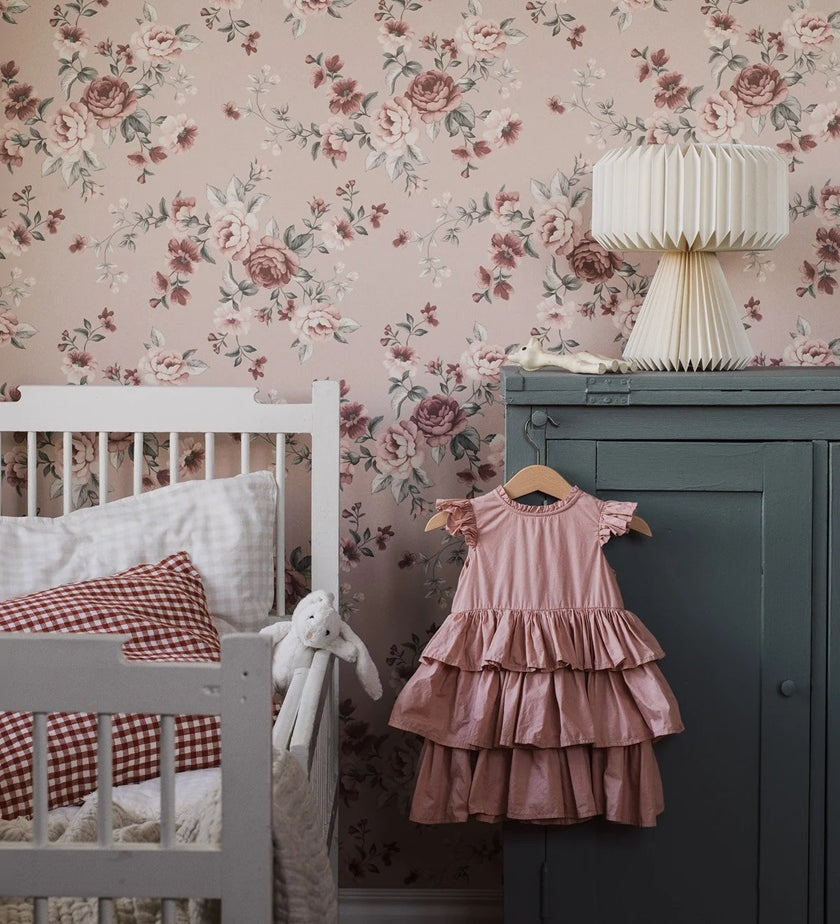 Borastapeter nomi kinderbehang rozen bloemenbehang roze 7484