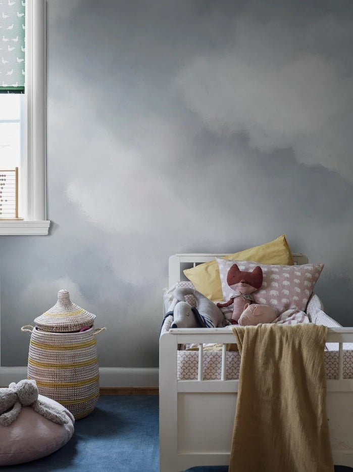 Sky mural van Borastapeter wolken behang voor neutrale kinderkamer en babykamer 9559W