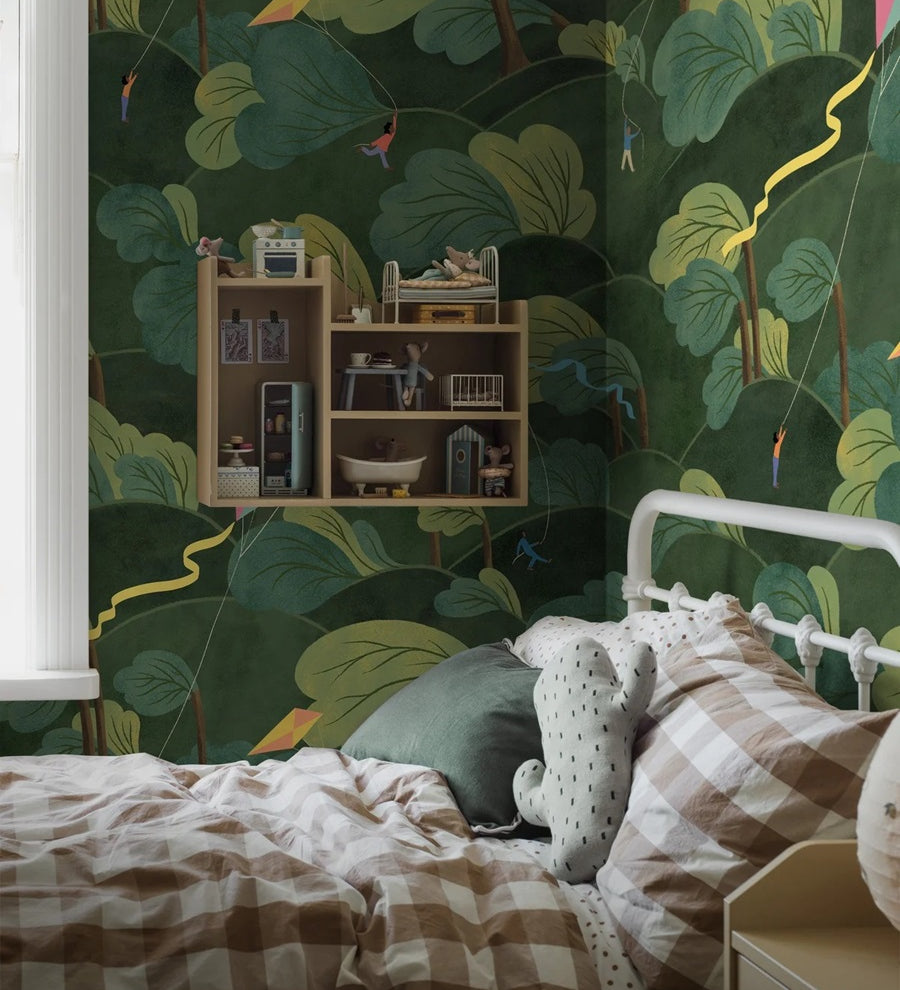 borastapeter a windy day behang kinderkamer groen