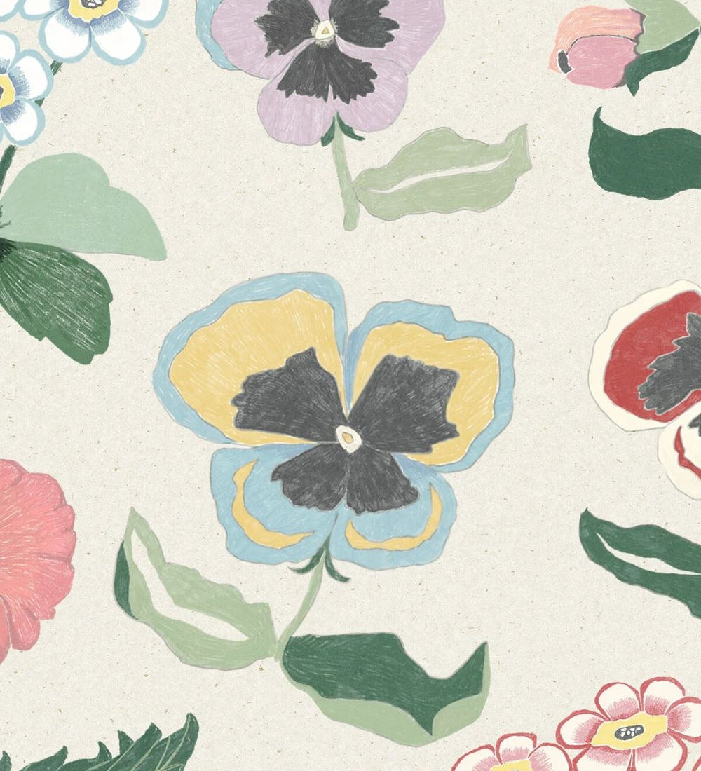 Borastapeter Astrid Wilson bloemen behang voor de kinderkamer Posy, beige