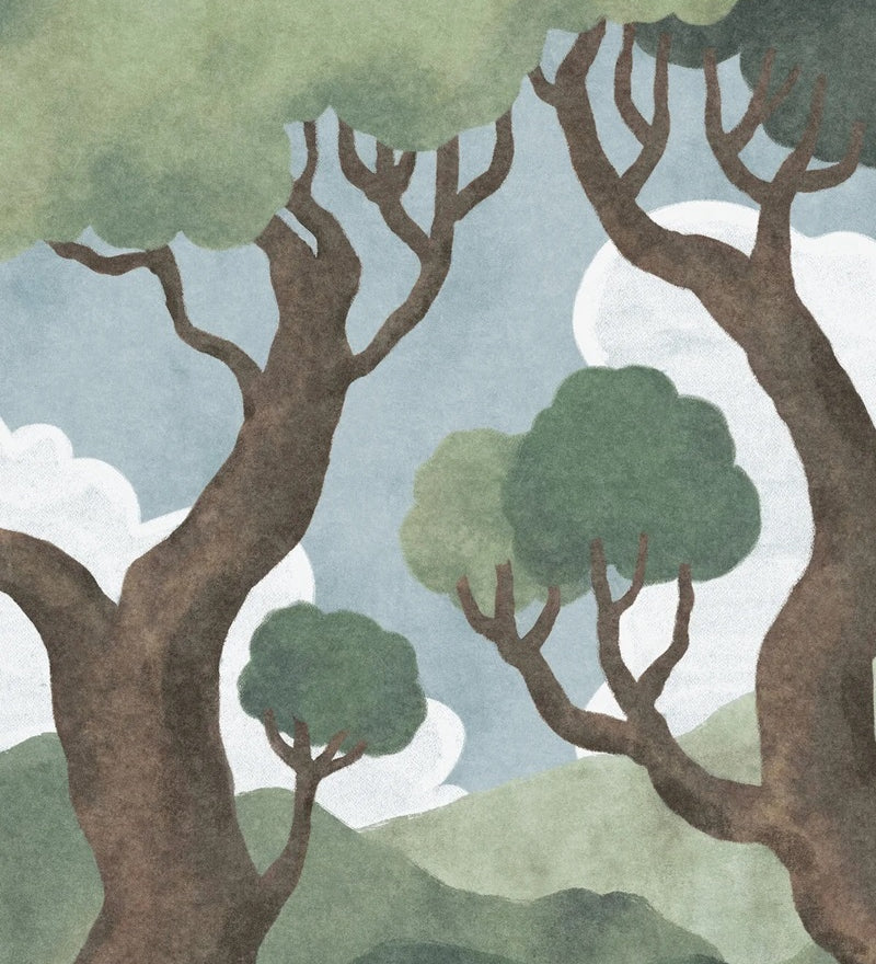 borastapeter in the forest behang kinderkamer groen bos behang