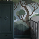 borastapeter in the forest behang kinderkamer groen bos behang