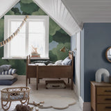 borastapeter under the trees behang kinderkamer groen bos behang
