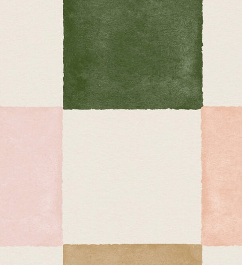 Checkmate geblokt behang voor de kinderkamer en tienerkamer meisjes roze groen bruin creative lab amsterdam
