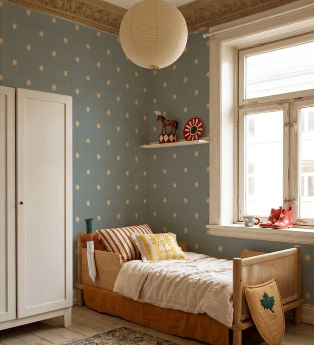 Dekornik Classy Stars Blue sterrenbehang jongenskamer meisjeskamer neutrale kinderkamer babykamer blauw