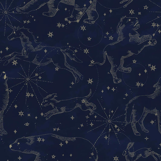 Dekornik Constellations sterren behang dieren behang kinderkamer jongenskamer meisjeskamer donkerblauw