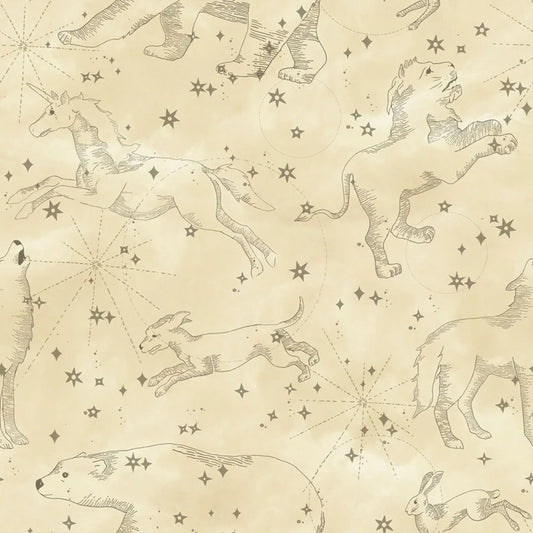 Dekornik Constellations sterren behang dieren behang kinderkamer jongenskamer meisjeskamer beige