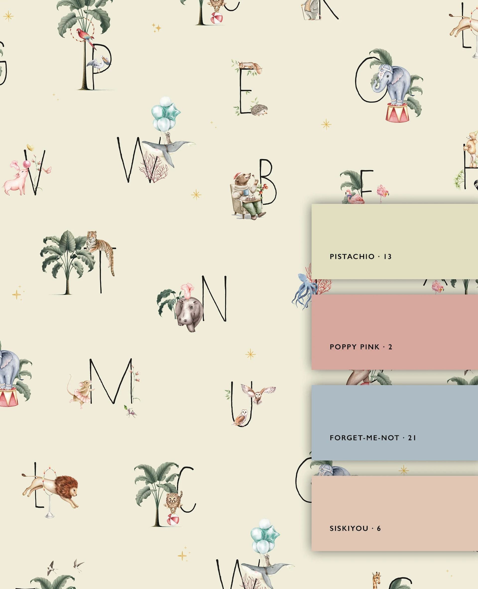 Creative Lab Amsterdam ABC mural behang voor de kinderkamer alfabet offwhite