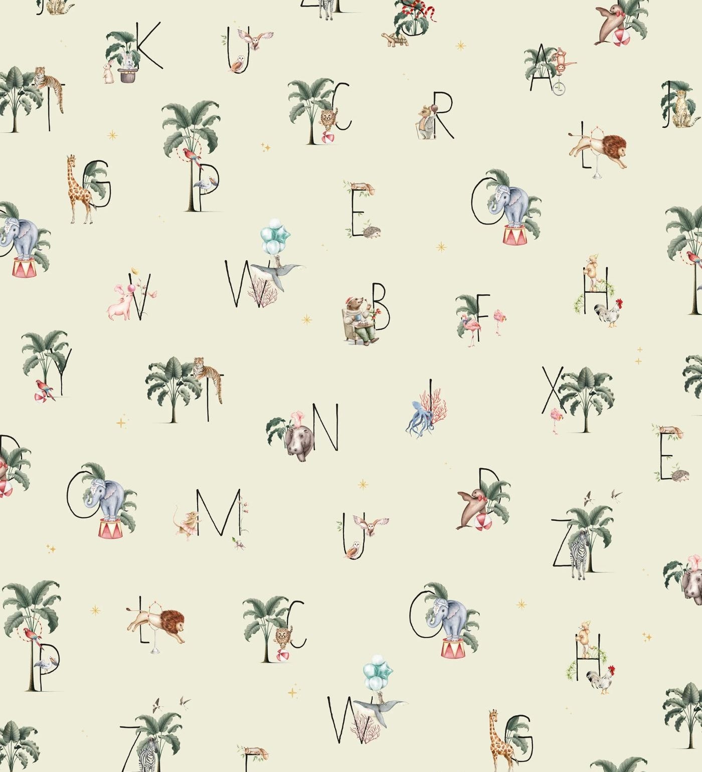 Creative Lab Amsterdam ABC mural behang voor de kinderkamer alfabet offwhite