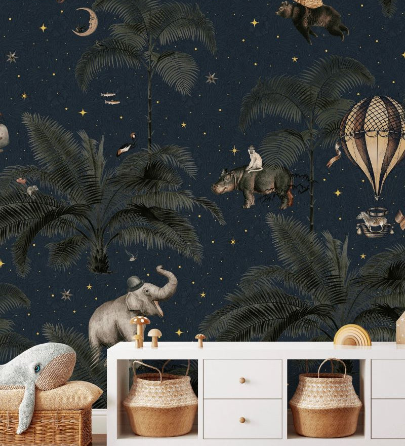 Creative Lab Amsterdam behang voor de kinderkamer Oliver Teddy donkerblauw