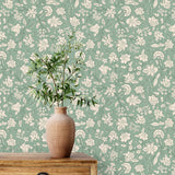 Days of Bloom bloemen behang voor de kinderkamer In Bloom Laurie mintgroen