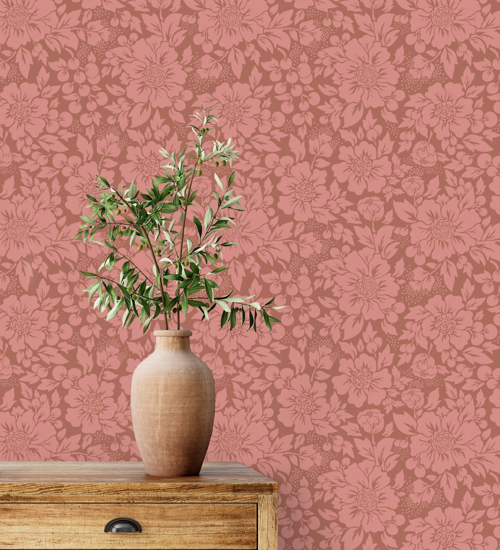 Days of Bloom behang styled flowers bloemenbehang voor de kinderkamer roze