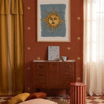 Dekornik Classic Sun Green zonnen behang meisjeskamer neutrale kinderkamer jongenskamer babykamer warm rood terra