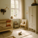 Dekornik geruit behang kinderkamer jongenskamer meisjeskamer babykamer neutrale kinderkamer blauw creme