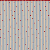Dekornik French Hearts Stripes lichtblauw strepen behang met rode hartjes voor meisjeskamer
