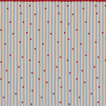 Dekornik French Hearts Stripes lichtblauw strepen behang met rode hartjes voor meisjeskamer