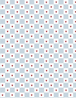 Dekornik french hearts check geblokt behang blauw meisjeskamer