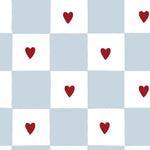 Dekornik french hearts check geblokt behang blauw meisjeskamer