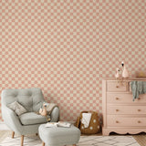 Days of bloom checkmate geruit blokken behang roze