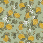 Days of Bloom behang Lemon Delight Citroenen behang mint groen