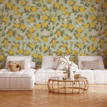 Days of Bloom behang Lemon Delight Citroenen behang mint groen