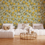 Days of Bloom behang Lemon Delight Citroenen behang mint groen