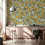 Days of Bloom behang Lemon Delight Citroenen behang mint groen