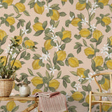 Days of Bloom behang Lemon Delight Citroenen behang roze